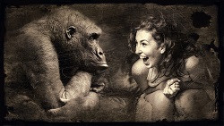 Gorilla und Frau 
