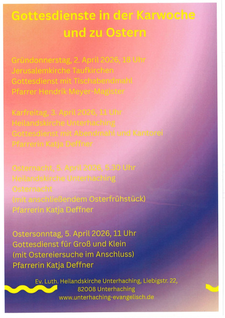 Karwoche und Ostern 2026