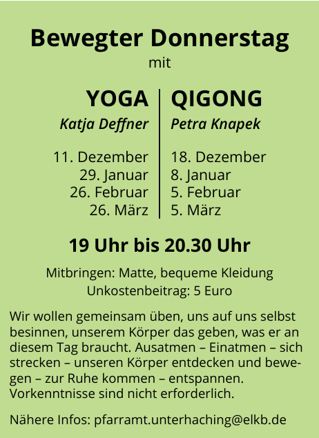 Termine 2026 Frühjahr